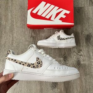 Nike Court Vision Low Leopard Swoosh White